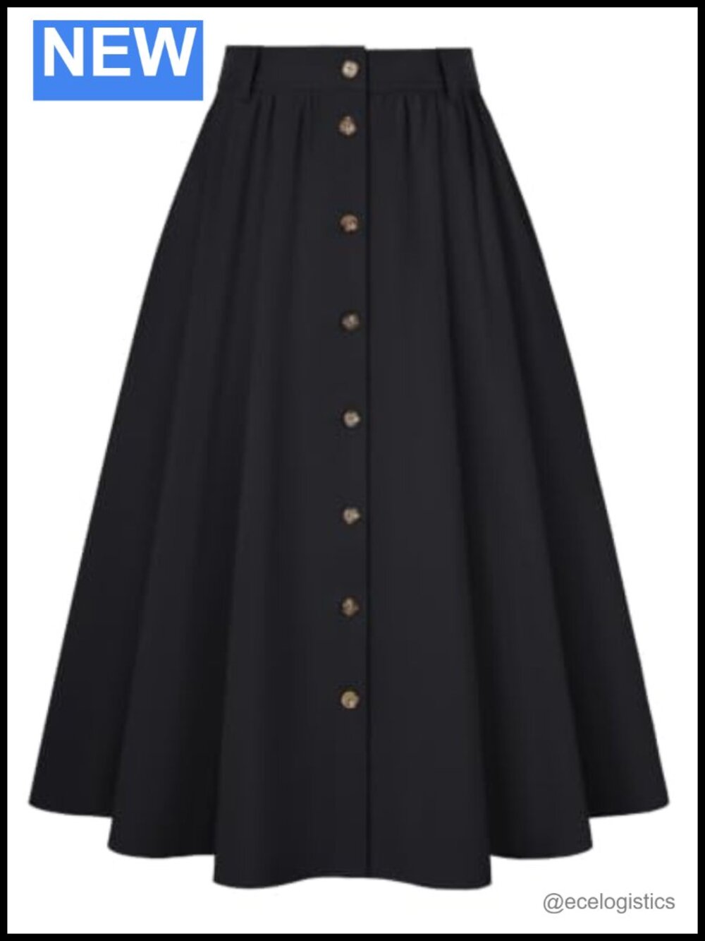 High Waisted Midi A-Line Skirt with Pockets Flowy Vintage